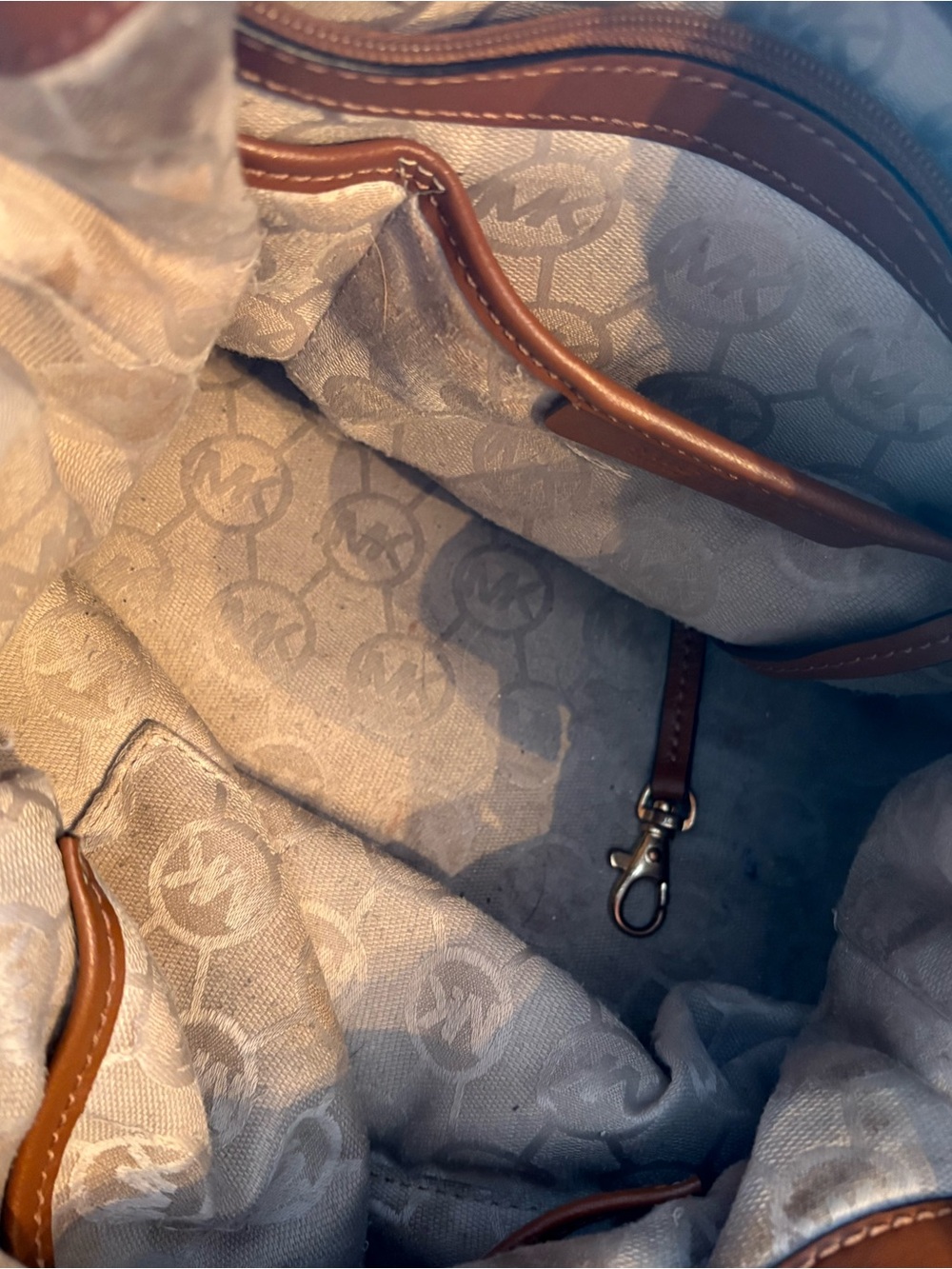 Michael Kors Marina Denim Tote with Tan Leather Trim - Picture 3 of 5